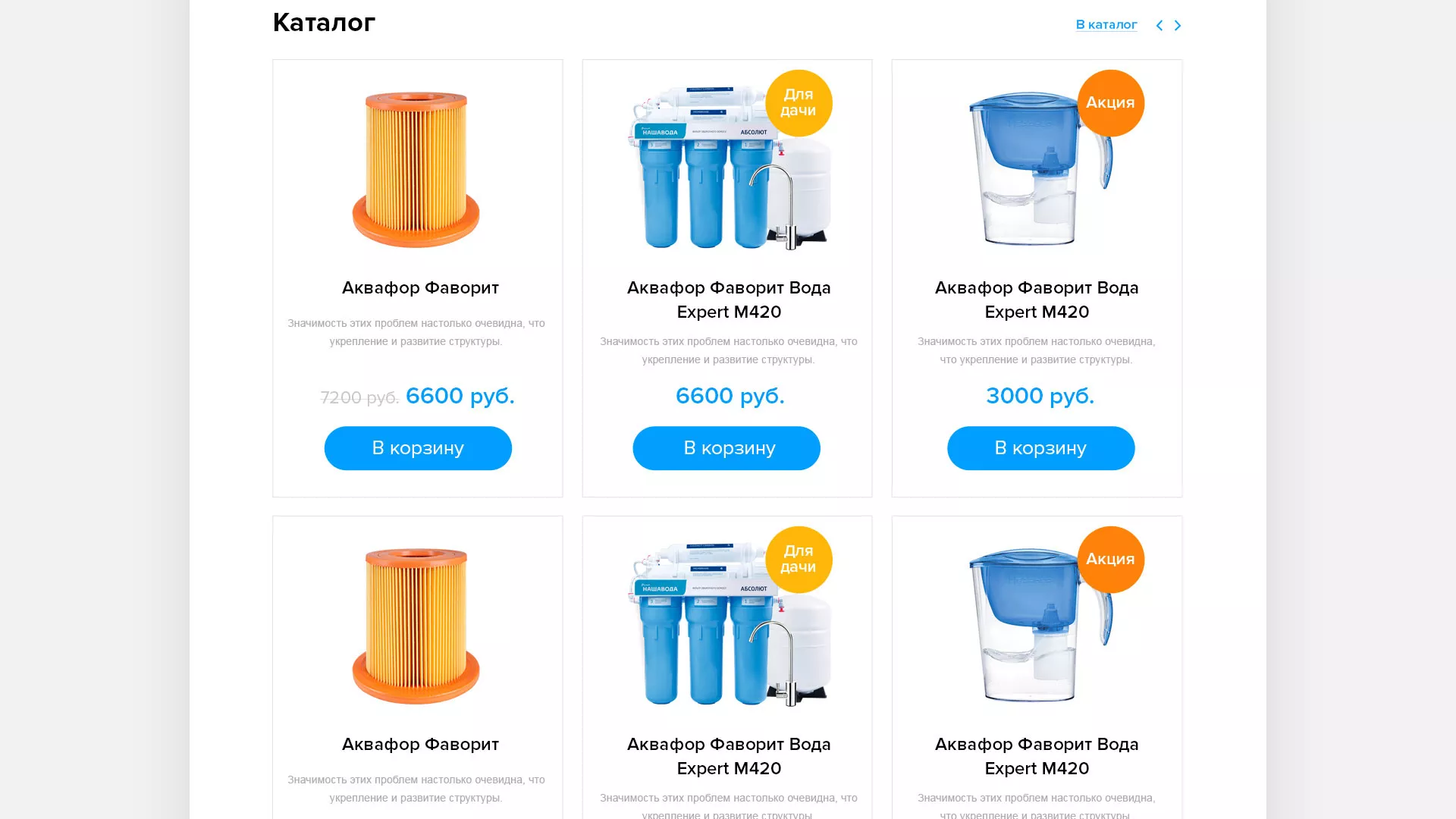 Создание интернет-магазина «Водолей» по продаже фильтров очистных сооружений в Солнечногорске