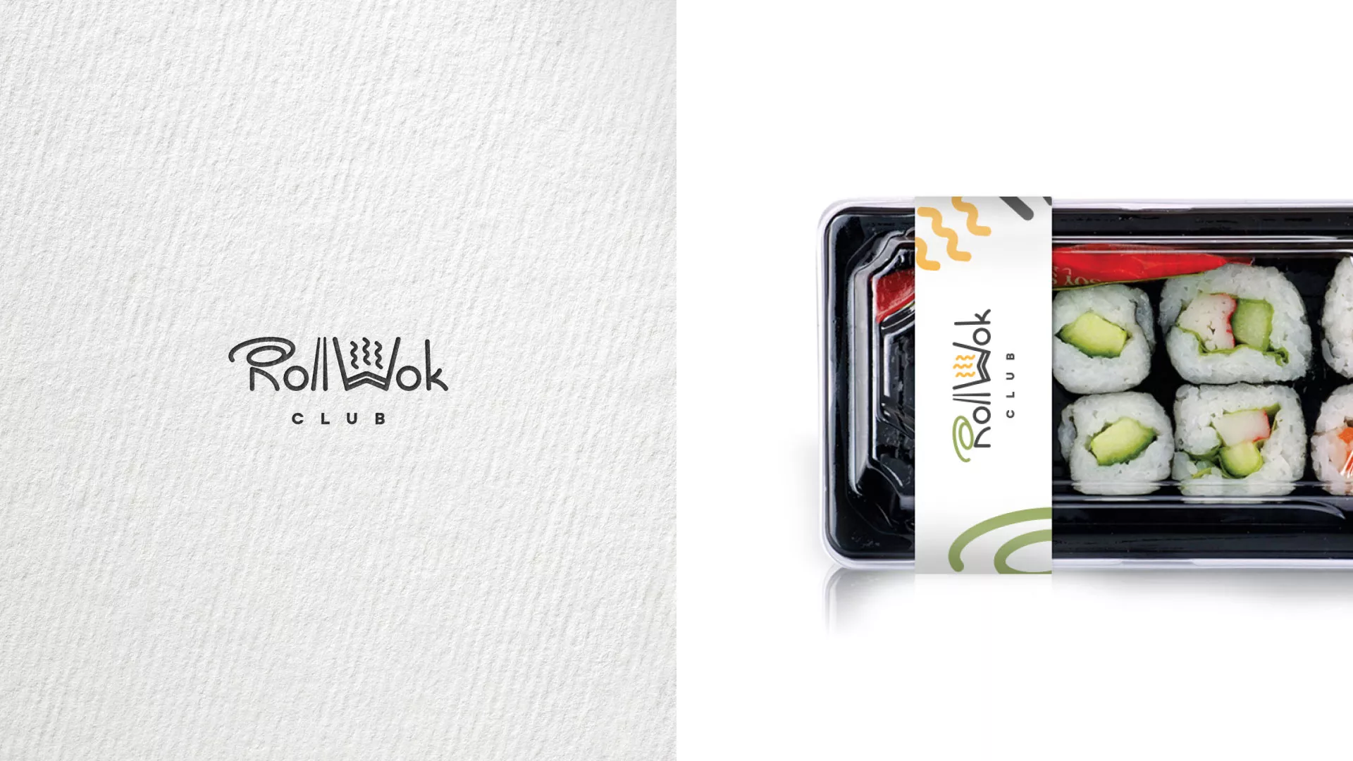 Разработка логотипа и фирменного стиля суши-бара «Roll Wok Club» в Солнечногорске