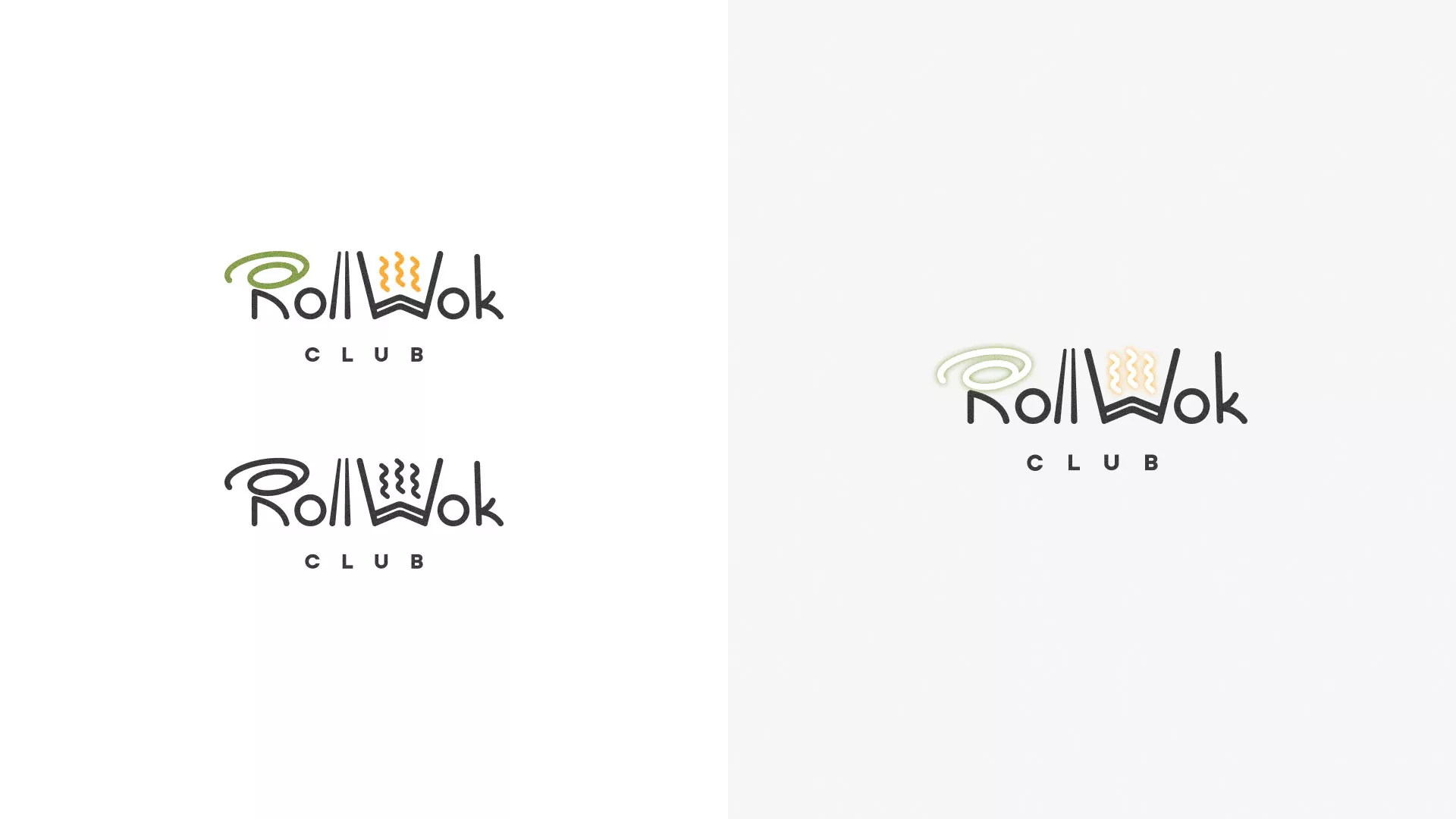 Разработка логотипа и фирменного стиля суши-бара «Roll Wok Club» в Солнечногорске